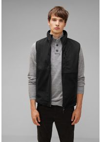 Street One MEN Herren Kurzweste, schwarz, casual, Gr. L, unifarben, Stoff, Materialmix: Fleece: 100% Polyester, 2. Material: 100% Nylon, Westen, aus