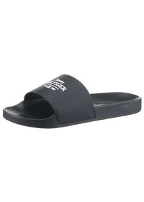 Tommy Hilfiger Herren Pantolette "EMBROID HILFIGER 85 POOL SLIDE", Gr. 40, blau, Lederimitat, sportlich, Schuhe, Sommerschuh, Schlappen, Badeschuh