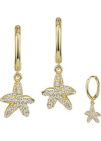 Firetti Damen Paar Creolen "Schmuck Geschenk Silber 925 Ohrschmuck Ohrringe Seestern", Silber 925 (Sterlingsilber), gold, Silber 925