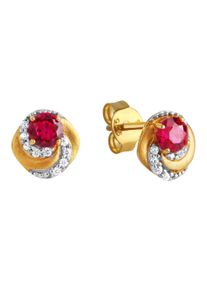 Firetti Damen Paar Ohrstecker "Schmuck Geschenk Silber 925 Ohrschmuck Edelstein Rubin", Silber 925 (Sterlingsilber), rot, Silber 925