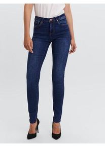 Véro Moda VERO MODA Damen Skinny-fit-Jeans "VMTANYA MR S PIPING", blau, Basic, Gr. XL, Denim/Jeans, Obermaterial: 69% Baumwolle, 25% Polyester, 3% Elasthan, 3%