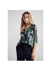 Chiffonbluse Street One Gr. 42, grün (hunter grün) Damen Blusen mit All-Over Print