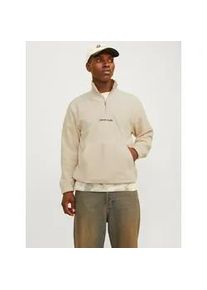 Jack & Jones Sweatshirt JACK & JONES "JORVESTERBRO FLEECE QUARTER ZIP NOOS" Gr. M, beige (oatmeal) Herren Sweatshirts