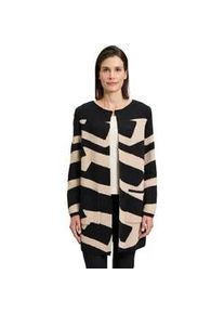 Strickjacke Betty Barclay "Betty Barclay Strickmantel mit Jacquard" Gr. 44, beige (schwarz, beige) Damen Strickjacken Materialmix