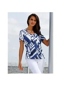 Druckbluse Inspirationen Gr. 42, blau (royalblau, ecru, bedruckt) Damen Blusen