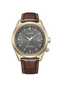 Funkuhr Citizen "CB0273-11H" Armbanduhren braun Herren Armbanduhr, Herrenuhr, Solar, Lederarmband, Saphirglas, Datum