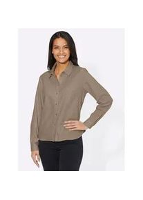 Hemdbluse Casual Looks Gr. 50, beige (sesam, meliert) Damen Blusen