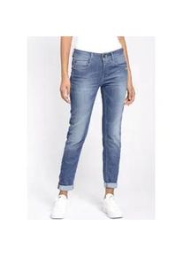 Relax-fit-Jeans Gang "AMELIE" Gr. 31 (40), N-Gr, blau (blau used) Damen Jeans mit Used-Effekten