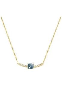 Collier Luigi Merano "mit Edelstein & Brillanten, Gold 585" Halsketten Gr. 45cm, Gelbgold 585, blau Damen