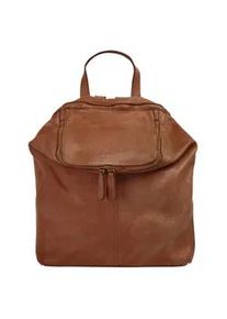 Cityrucksack Samantha Look, Damen, Gr. B/H/T: 36cm x 30cm x 15cm, onesize, braun (cognac), Leder, Rindsleder, Retro, Rucks&auml;cke Cityrucksack, echt Leder, Made in Italy