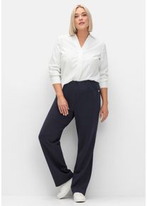 Große Größen Gerade Hose aus Interlock, mit elastischem Bund Gr. 42 blau von sheego für Damen