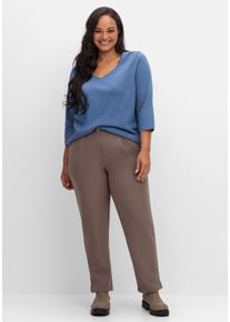 Große Größen Gerade Hose mit Bundfalten, in bügelfreier Qualität Gr. 40 braun von sheego für Damen