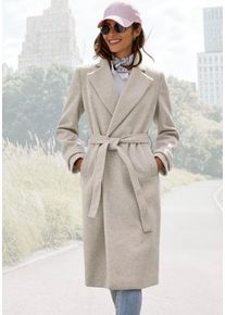 Lascana Langmantel beige Gr. 34 für Damen. Mit tiefer V-Ausschnitt. Figurumspielend. Nachhaltig.