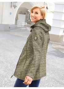 Casual Looks Damen Kapuzenfleecejacke, grün, Gr. 44, meliert, unifarben, 100% Polyester, Jacken