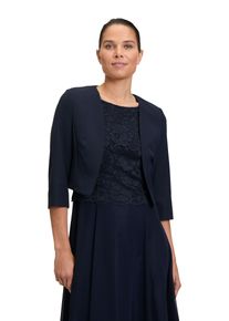 Vera Mont Damen Bolerojacke "Vera Mont Bolero-Jacke mit Kellerfalten", blau, elegant, Gr. 46, Satin, Obermaterial: 90% Polyester, 10% Elasthan.,