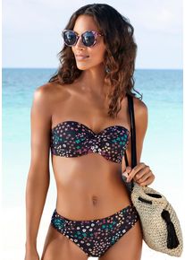 s.Oliver Damen Bügel-Bandeau-Bikini-Top "Milly", schwarz, Gr. 34, floral, Polyamid, Bikini-Oberteile, mit Blumenprint