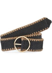 Lascana Damen Taillengürtel "Stretchgürtel", schwarz, casual,modisch, Gr. 105, mehrfarbig, Materialmix, Gürtel, elastischer Gürtel in Bast-Optik für