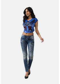Cipo & Baxx CIPO & BAXX Damen Skinny-fit-Jeans "Jeans", blau, Basic, Gr. 30, unifarben, 98% Baumwolle;2% Elasthan, Jeans, mit tollen Abnähern, WD168