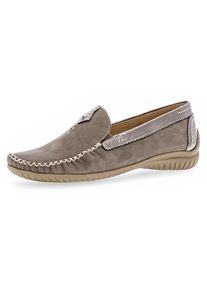 Gabor Damen Mokassin "FLORENZ", Gr. 35, grau, Nubukleder, Kalbsleder, sportlich, Schuhe, Slipper, Schlupfschuh mit Gummizug, Weite G (=weit)