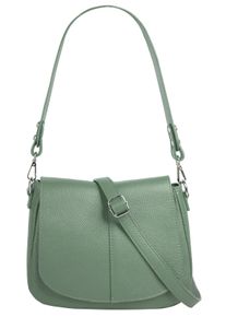 CLUTY Damen Umhängetasche, grün, Leder, unifarben, leicht glänzend, Taschen, echt Leder, Made in Italy