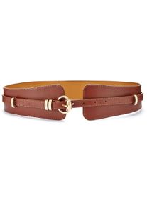Lascana Damen Taillengürtel "2in1 Gürtel", braun, elegant,feminin,modisch, Gr. 70, unifarben, kontrastfarbene Details, Lederimitat, Gürtel, für Kleid