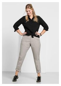 sheego Damen Chinohose "Große Größen", beige, casual, Gr. 29, unifarben, Obermaterial: 97% Baumwolle, 3% Elasthan, Hosen, in Stretch-Qualität
