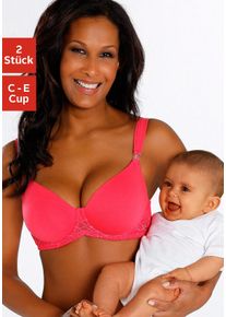 Petite Fleur Damen Still-BH, Gr. 105, pink, Jersey, Spitze, Obermaterial: 82% Baumwolle, 13% Polyamid, 5% Elasthan, Basic, BHs, mit Bügel und breiten