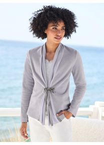 Heine Damen Fleecejacke, grau, Gr. 42, unifarben, 100% Polyester, Kragen:5% Elasthan, 95% Viskose, Jacken