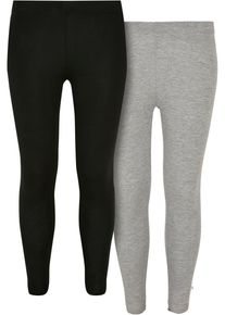 Urban Classics Mädchen Leggings "Urban Classics Damen Girls Jersey Leggings 2-Pack", schwarz, Gr. 122, unifarben, 95% Baumwolle, 5% Elasthan, Hosen