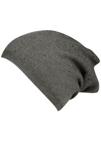 Damen Strickmütze, grau, modisch,feminin, Capelli New York, Feinstrick, Strick, Materialmix, Mützen, mit Pailletten-Verzierungen