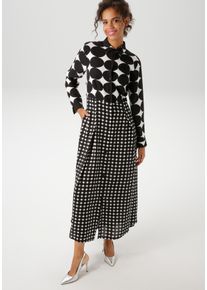 Aniston CASUAL Damen Maxikleid, schwarz-weiß, modisch, Gr. 40, gepunktet, gemustert, Web, Obermaterial: 100% Viskose, Kleider, im Mustermix aus