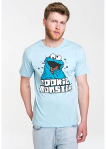 logoshirt Herren T-Shirt "Sesamstrasse - Krümelmonster", blau, casual, Gr. XL, bedruckt, 100% Baumwolle, Shirts, mit coolem Print