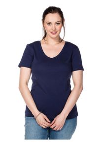 sheego Damen T-Shirt "Große Größen", blau, sportlich, Gr. 40, unifarben, Obermaterial: 100% Baumwolle, Shirts, aus fein gerippter Qualität