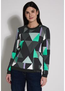 Cecil Damen Langarmshirt, schwarz, casual, Gr. XXL, bedruckt, Web, Stoff, 48% Baumwolle, 48% Modal, 4% Elasthan, Shirts, im soften Baumwoll-Mix