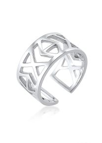 Elli Damen Fingerring "Ikat-Muster 925 Sterling Silber", Resizable, ohne Stein, Silber 925 (Sterlingsilber), 10mm, silber, Silber 925