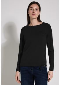 Cecil Damen Langarmshirt, schwarz, casual, Gr. XXL, Strukturmuster, Stoff, 95% Viskose, 5% Elasthan, Shirts, aus strecthigem Viskosematerial