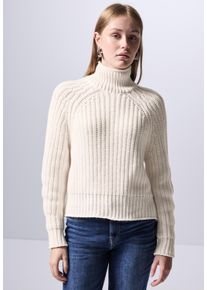 Damen Strickpullover, weiß, casual, Gr. 42, STREET ONE STUDIO, unifarben, Web, 60% Baumwolle, 40% Polyacryl, Pullover, im soften Baumwoll-Mix