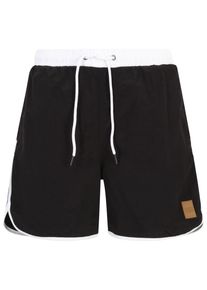 Urban Classics Herren Badeshorts "Urban Classics Herren Retro Swimshorts", schwarz-weiß, Gr. XXXL, 100% Polyamid, Badehosen