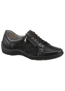 Waldläufer WALDLÄUFER Damen Schnürschuh "HENNI", Gr. 8, schwarz, Nubukleder, Nappaleder, sportlich, Schuhe, in Schuhweite H = sehr weit, Freizeitschuh,
