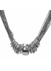 Steuer Damen Collierkettchen "mehrreihig mit Ringen teilweise mit Glassteinen", 54cm, Metall, L: 54cm B: 19.0mm, silber, Metall, B:19.0mm, Halsketten