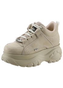 Buffalo Damen Plateausneaker, Gr. 40, beige, Nubukleder, sportlich, Schuhe, mit kräftiger Sohle, Freizeitschuh, Halbschuh, Schnürschuh