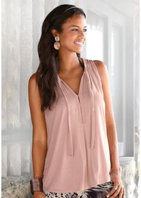Lascana Damen Tanktop, rot, casual, Gr. 32, unifarben, Jersey, Obermaterial: 100% Viskose, Tops, mit Bändern am Ausschnitt, elegantes Blusentop