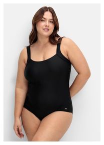 sheego Damen Badeanzug "Große Größen", schwarz, Gr. 52, unifarben, Polyamid, Xtra Life LYCRA, Badeanzüge, mit dekorativem Rückenausschnitt