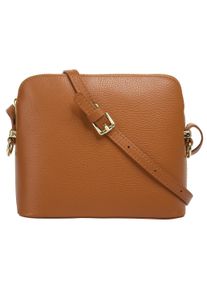 CLUTY Damen Umhängetasche, braun, Leder, unifarben, Taschen, echt Leder, Made in Italy