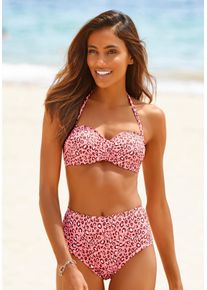 Lascana Damen Bügel-Bandeau-Bikini-Top "Mae", rosa, Gr. 34, bedruckt, Animalprint, Polyamid, Bikini-Oberteile, farbenfroher Animalprint, wattierte