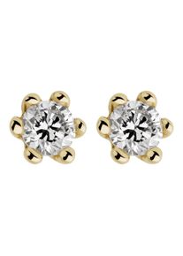 OROLINO Damen Paar Ohrstecker "585 Gold mit 2x Brillant zus. 0,10ct.", ONE-SIZE, 0,10 ct SI = kleine Einschlüsse, Gold, gelb, Gold, Ohrringe