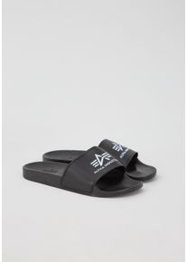Herren Badeschuh "Alpha Industries Accessoires - Beachwear Alpha Slider", Alpha Industries, Gr. 41, schwarz, Schuhe