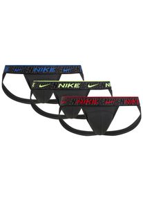 NIKE UNDERWEAR Herren String "JOCK STRAP 3PK", Gr. XL, schwarz, Jersey, Obermaterial: 95% Baumwolle, 5% Elasthan, kontrastfarbene Details,