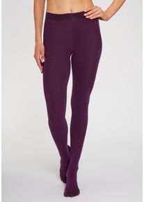Lavana Damen Strickstrumpfhose, Gr. 32, lila, Obermaterial: 70% Baumwolle, 28% Polyamid, 2% Elasthan, Strumpfhosen, Thermosan, fein gestrickt und