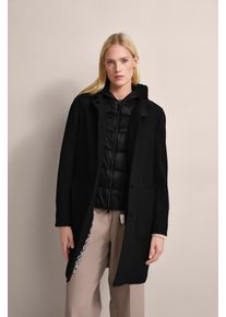 Bugatti Damen Kurzmantel, schwarz, casual, Gr. 44, unifarben, 100% Wolle, Mäntel, mit Materialmix